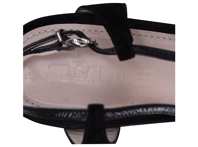 Jil Sander Peep-Toe-Pumps mit hohem Absatz aus schwarzem Leder und Wildleder - Ansicht 9