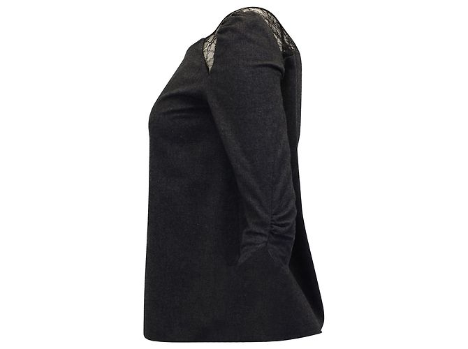 Ba&Sh-Top mit Spitzenbesatz aus grauem Polyester - vista 2