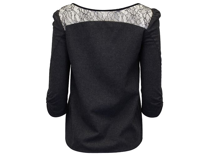 Ba&Sh-Top mit Spitzenbesatz aus grauem Polyester - vista 3