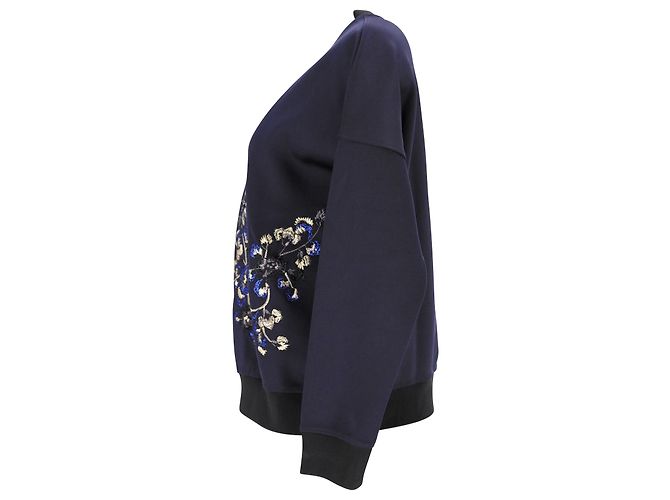 Pinko-Sweatshirt mit Blumenstickerei aus marineblauem Polyester - Ansicht 2
