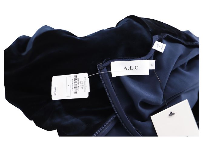 A.L.C ALC Marin Samtkleid aus marineblauer Viskose - Ansicht 4