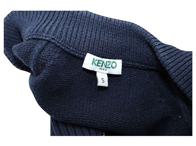 Kenzo Strick-Cardigan mit Reißverschluss aus marineblauer Baumwolle - Ansicht 2