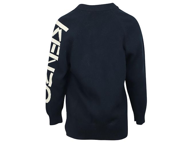 Kenzo Strick-Cardigan mit Reißverschluss aus marineblauer Baumwolle - Ansicht 4