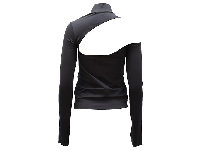 Top elástico de cuello alto con aberturas de Helmut Lang en nailon negro - vista 3