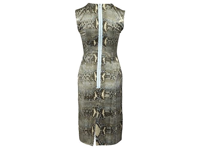 Erdem Kleid mit Schlangenledermuster und Spitzendetail aus grauer Viskose - Ansicht 3