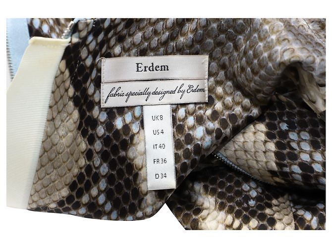 Erdem Kleid mit Schlangenledermuster und Spitzendetail aus grauer Viskose - Ansicht 4