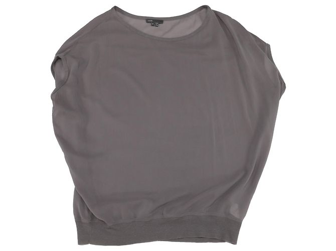 Camisa Suelta Vince en Seda Gris - vista 3