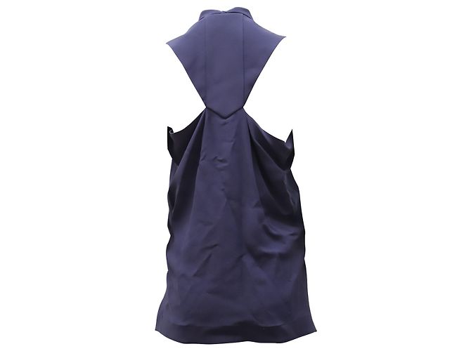 Roland Mouret Sheer Sleeveless Top in Blue Silk - view 2