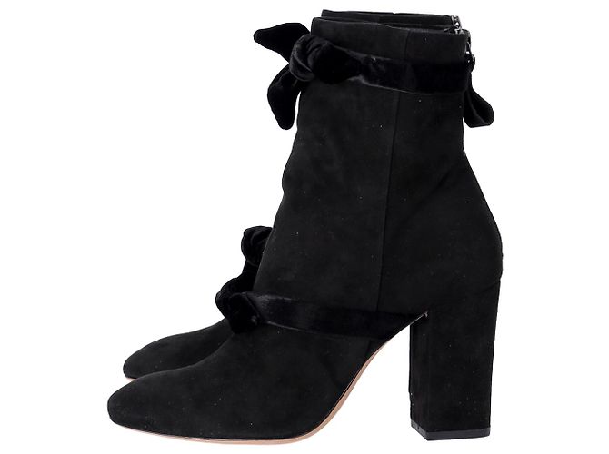 Alexandre Birman Lorraine Stivaletti Bow-Tie in camoscio nero - vista 3