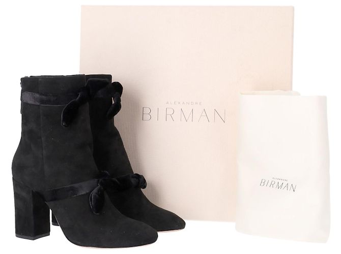 Alexandre Birman Lorraine Stivaletti Bow-Tie in camoscio nero - vista 9