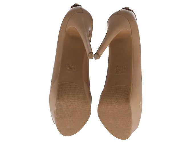 Décolleté spuntate Stuart Weitzman in vernice color carne - vista 7