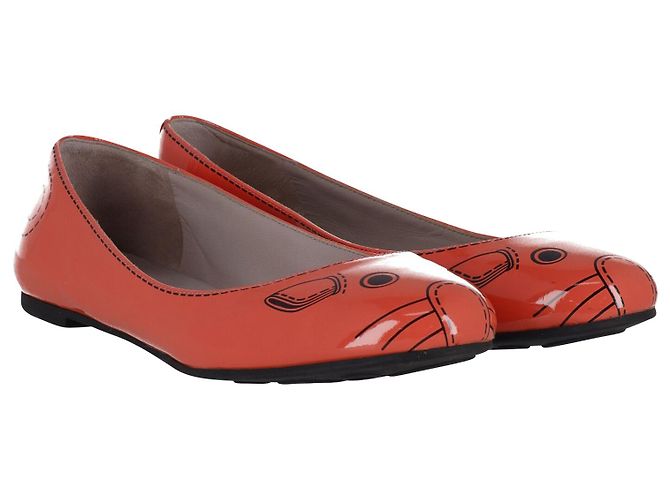 Bailarinas con Estampado de Ratón de Marc Jacobs en Charol Naranja - vista 3