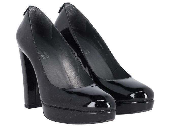 Décolleté con plateau Stuart Weitzman in vernice nera - vista 2