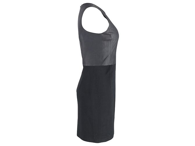 Theory-Leder-Miederkleid aus grauer Schurwolle Schwarz - Ansicht 2