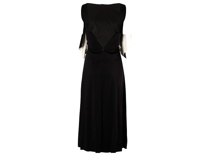 Balenciaga Cold Shoulder Midikleid in schwarzem Cupro - Ansicht 3