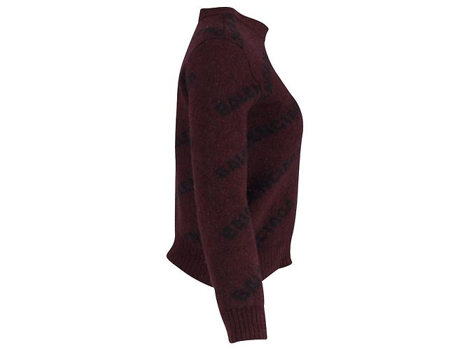 Everyday Balenciaga Pull Logo en Laine Imprimée Rouge - vue 2