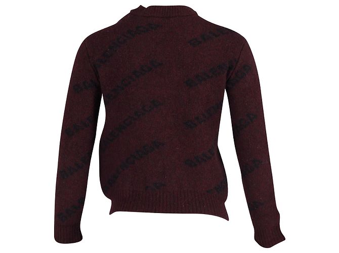 Everyday Balenciaga Pull Logo en Laine Imprimée Rouge - vue 3
