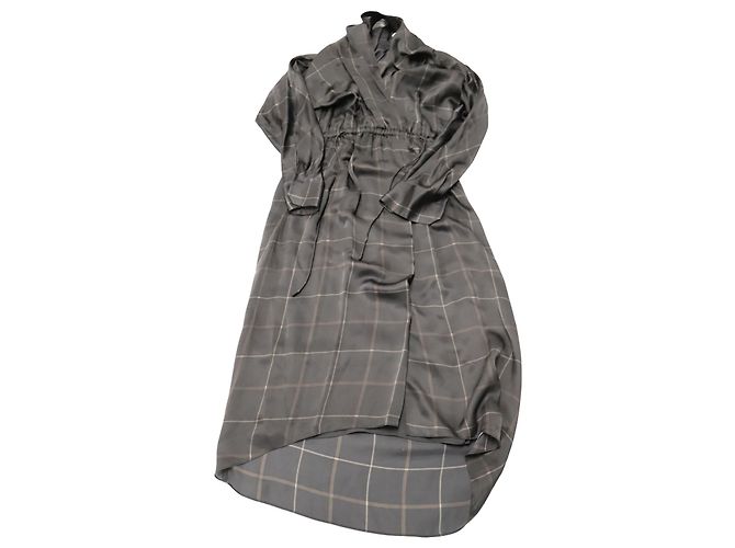 Vince Grid Mid-Length Wrap Dress in Multicolor Polyester - view 3
