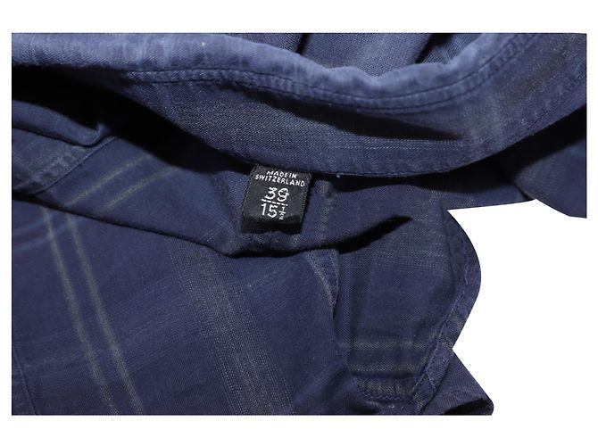 Camicia a quadri Tom Ford a maniche lunghe in cotone blu navy - vista 2