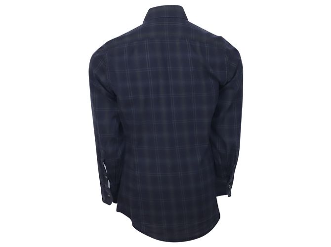 Camicia a quadri Tom Ford a maniche lunghe in cotone blu navy - vista 4