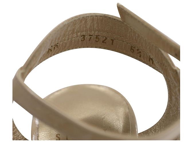 Stuart Weitzman Cross Strap Platform Sandals in Beige Patent Leather - view 7