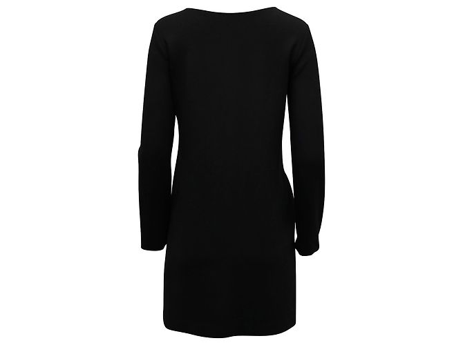 Vestido Manga Longa Theory em Viscose Preta Preto - vista 3