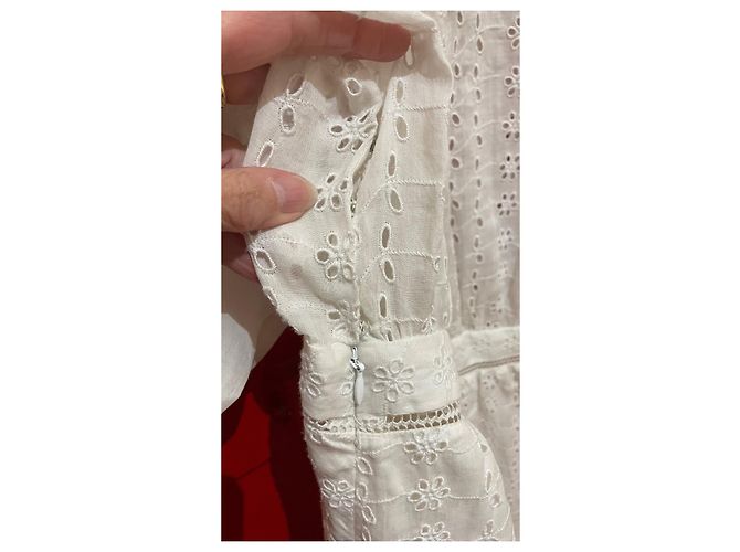 Vestido Isabel Marant Blanco de Algodón con Bordado Inglés - vista 6