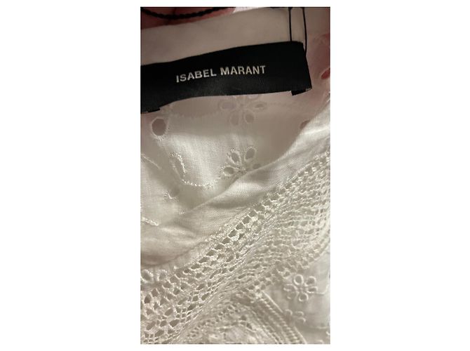 Vestido Isabel Marant Blanco de Algodón con Bordado Inglés - vista 8