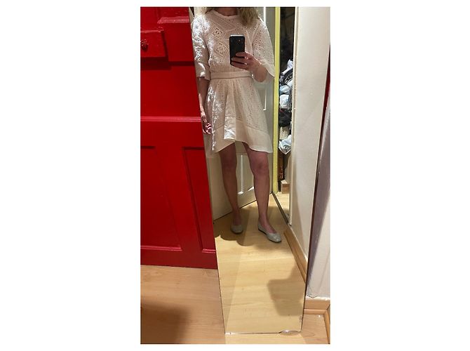 Vestido Isabel Marant Blanco de Algodón con Bordado Inglés - vista 9
