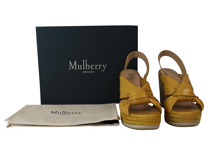 Zeppe espadrillas Slingback Mulberry in pelle gialla - vista 13