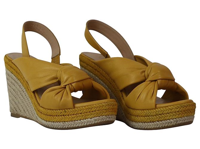 Zeppe espadrillas Slingback Mulberry in pelle gialla - vista 3