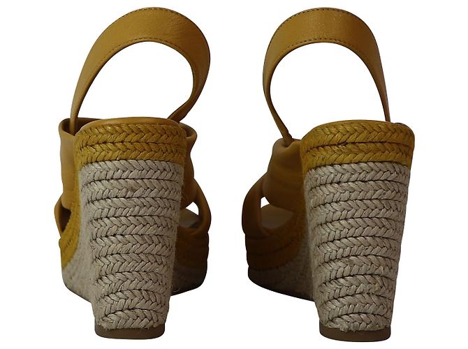 Zeppe espadrillas Slingback Mulberry in pelle gialla - vista 4