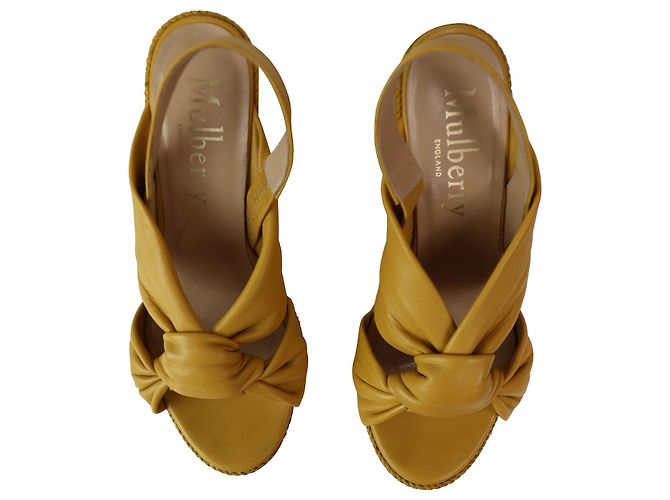 Zeppe espadrillas Slingback Mulberry in pelle gialla - vista 5