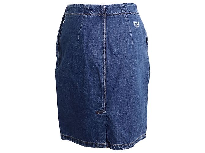 MSGM Falda lápiz con detalle de botones en denim de algodón azul - vista 3