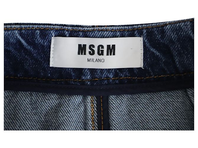 MSGM Falda lápiz con detalle de botones en denim de algodón azul - vista 4