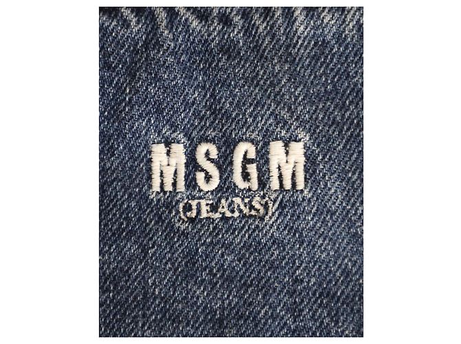 MSGM Falda lápiz con detalle de botones en denim de algodón azul - vista 6