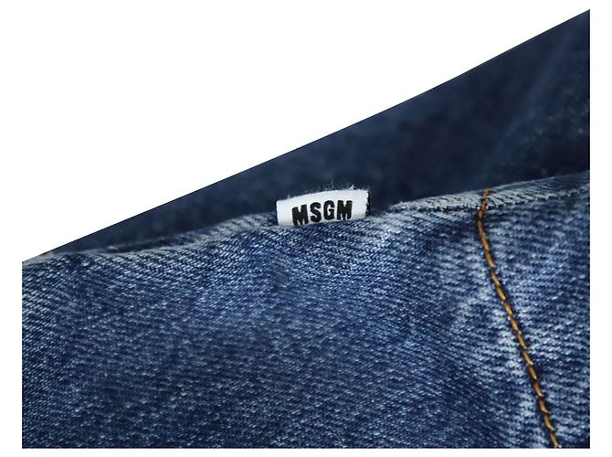 MSGM Falda lápiz con detalle de botones en denim de algodón azul - vista 7