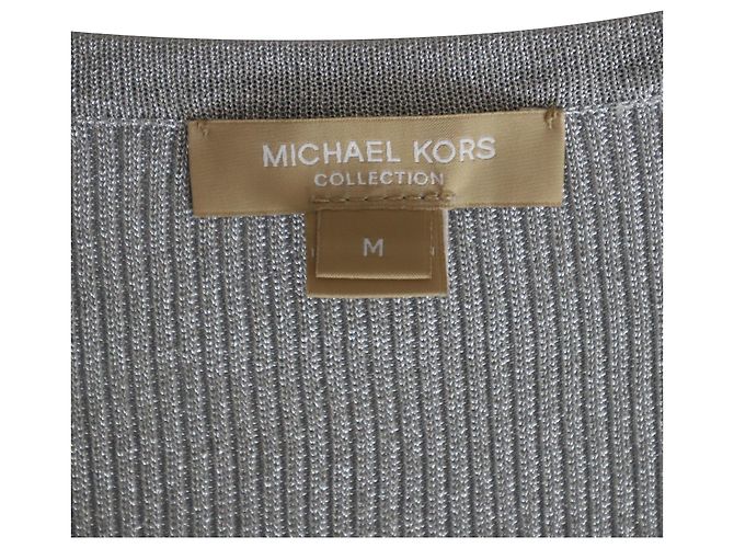 Michael Kors Collection Metallic-Rippstrickoberteil aus silberner Viskose Metallisch - Ansicht 4