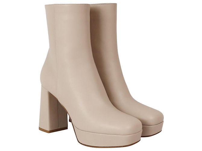 Botas Plataforma Daisen Gianvito Rossi em Couro Bege - vista 3