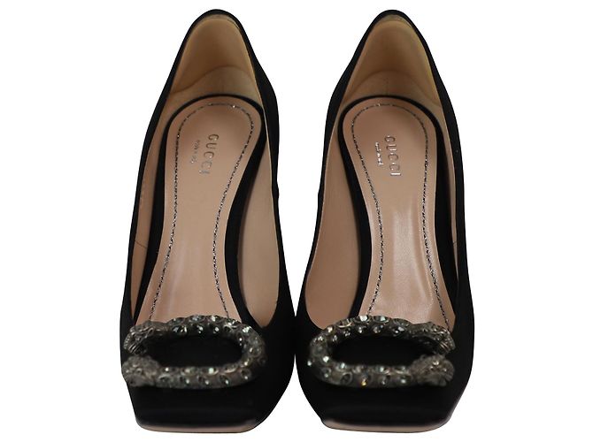 Décolleté Gucci Dionysus impreziositi in raso nero - vista 2