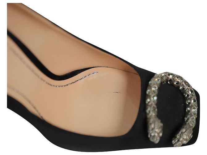 Décolleté Gucci Dionysus impreziositi in raso nero - vista 7