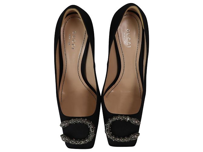 Décolleté Gucci Dionysus impreziositi in raso nero - vista 8