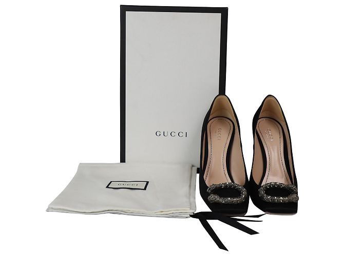 Décolleté Gucci Dionysus impreziositi in raso nero - vista 9