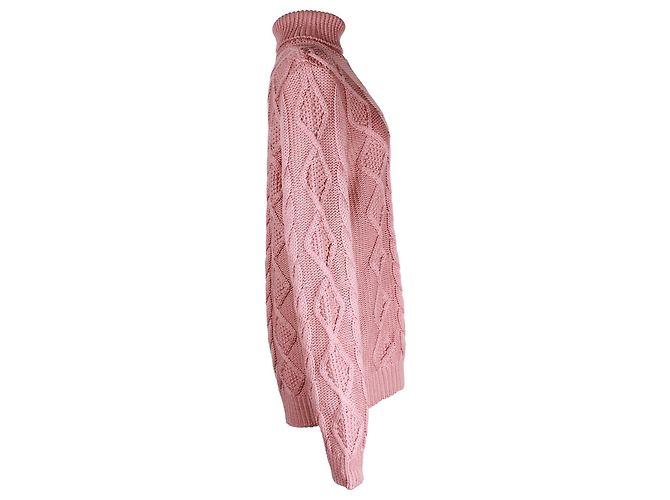 Rollkragenpullover mit Zopfmuster von Tod's aus rosafarbener Merinowolle - Ansicht 2