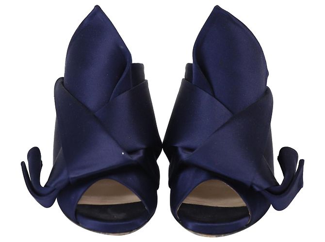 Autre Marque n21 Mules Peep Toe con nodo Raso in raso blu navy - vista 2