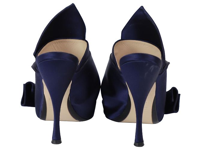 Autre Marque n21 Mules Peep Toe con nodo Raso in raso blu navy - vista 4