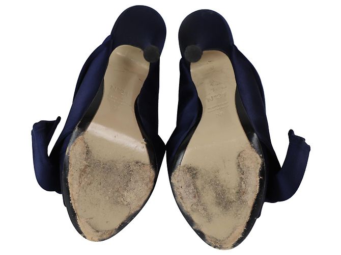 Autre Marque n21 Mules Peep Toe con nodo Raso in raso blu navy - vista 5