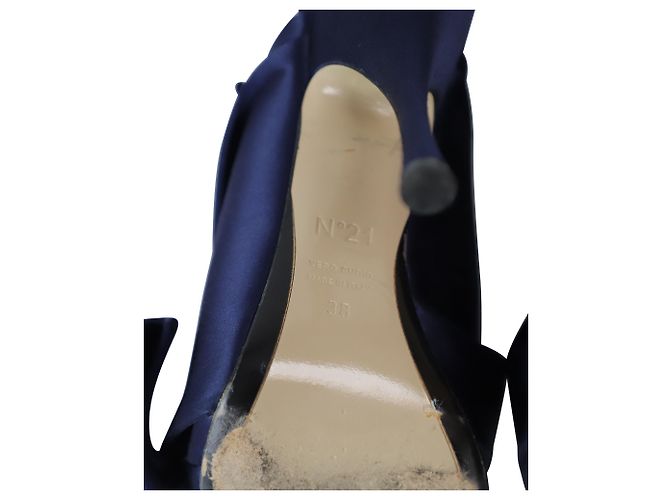 Autre Marque n21 Mules Peep Toe con nodo Raso in raso blu navy - vista 7