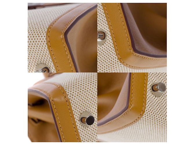 Hermès Borsa Hermes Kelly 28 in Tela Beige - 101219 - vista 12
