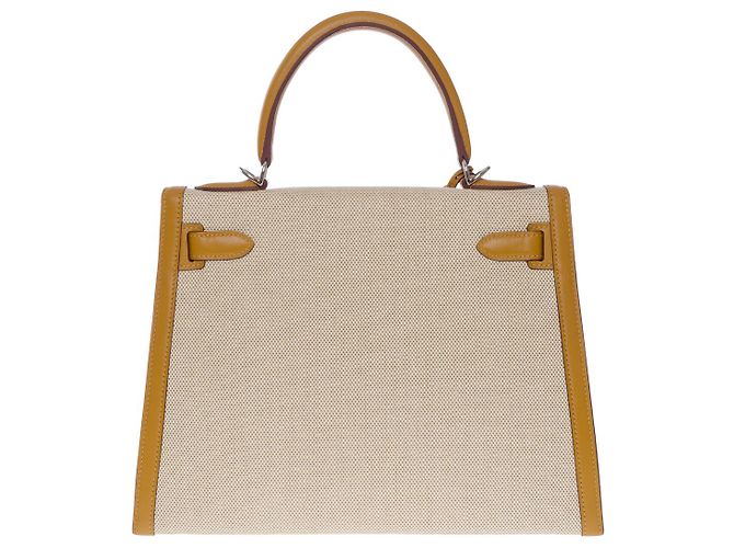 Hermès Borsa Hermes Kelly 28 in Tela Beige - 101219 - vista 3